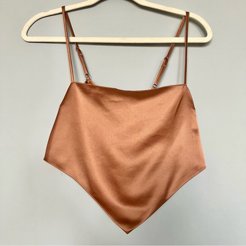 Forever 21 Copper Satin Handkerchief Crop Top